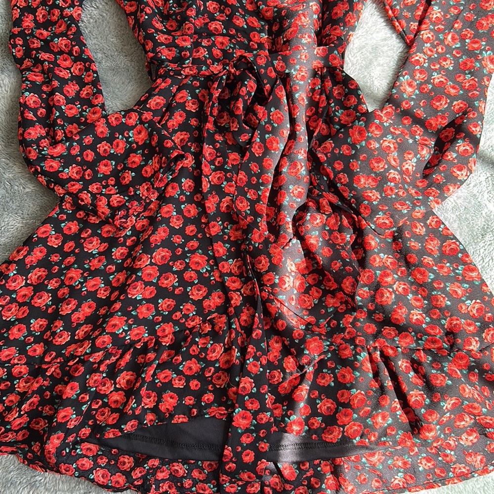 Francesca’s- Miami Red Rose Dress. Size Medium.